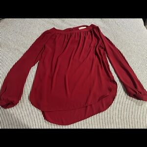 Dark red wide neck blouse